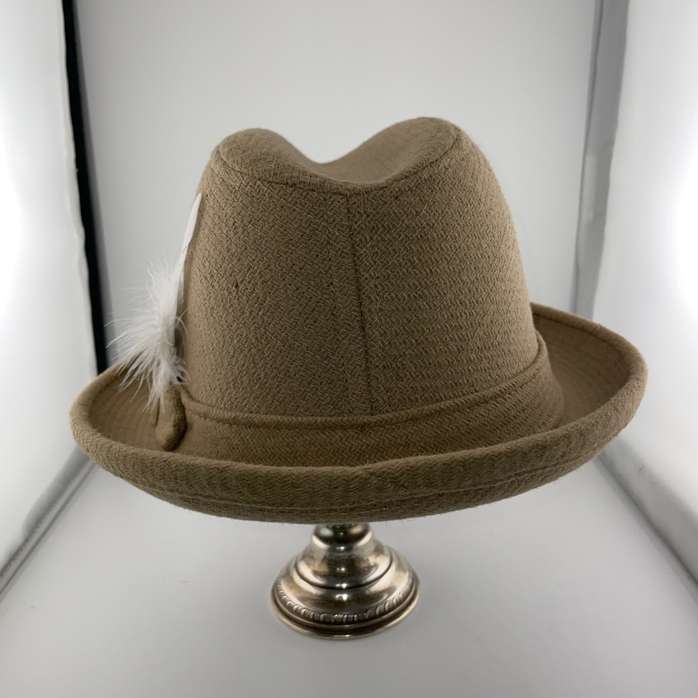 KNOX NEW YORK TAN FEDORA HAT SIZE 7 1/8 WITH FEATHER - Picture 4 of 9